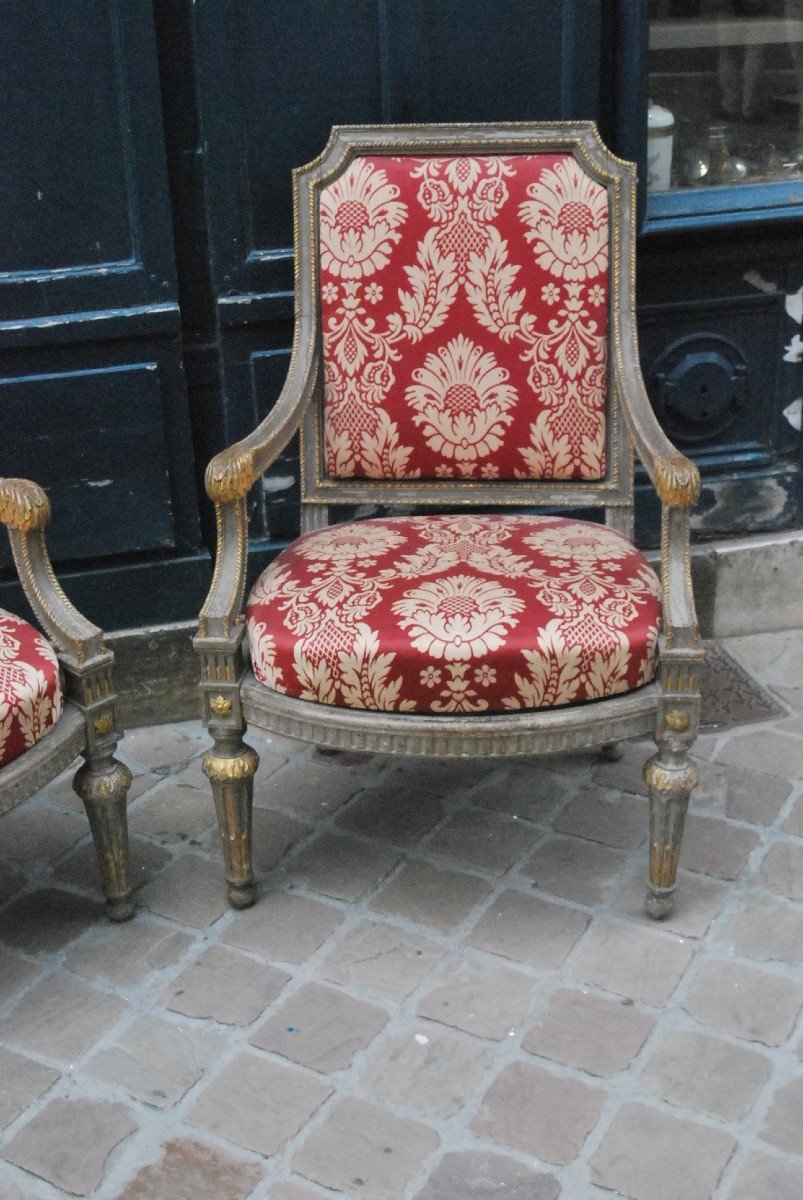 Pair Of Italian Chassis Armchair Louis XVI Style-photo-8