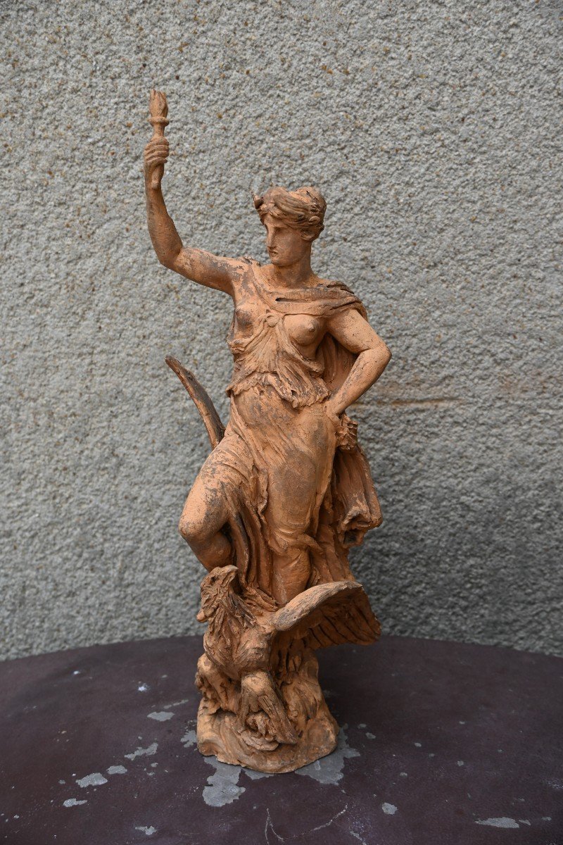 Original Terracotta Sculpture Allegory Of Imperial France Carpeaux-photo-2