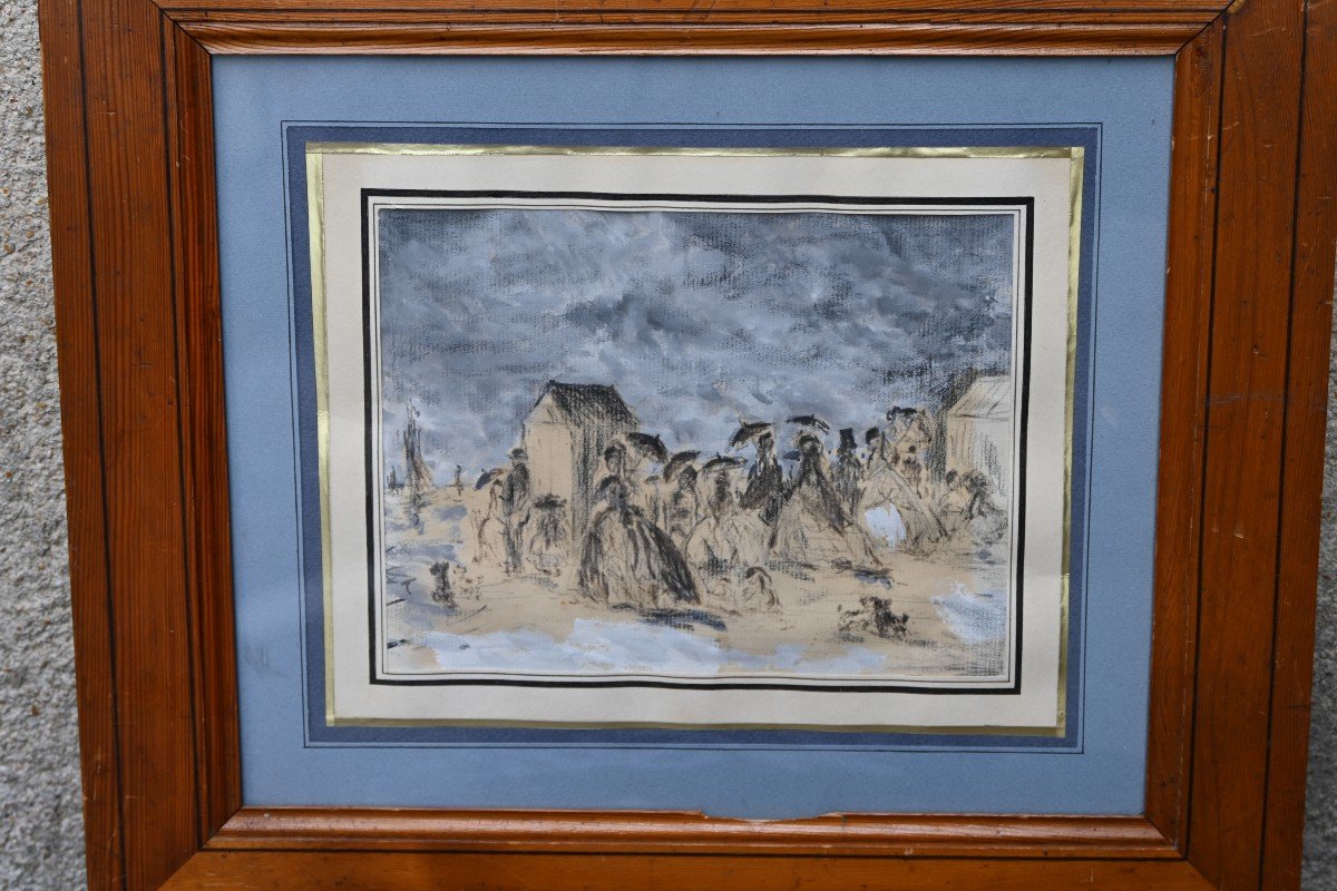 Dessin , élégantes à La Plage Suiveur D Eugène Boudin -photo-3