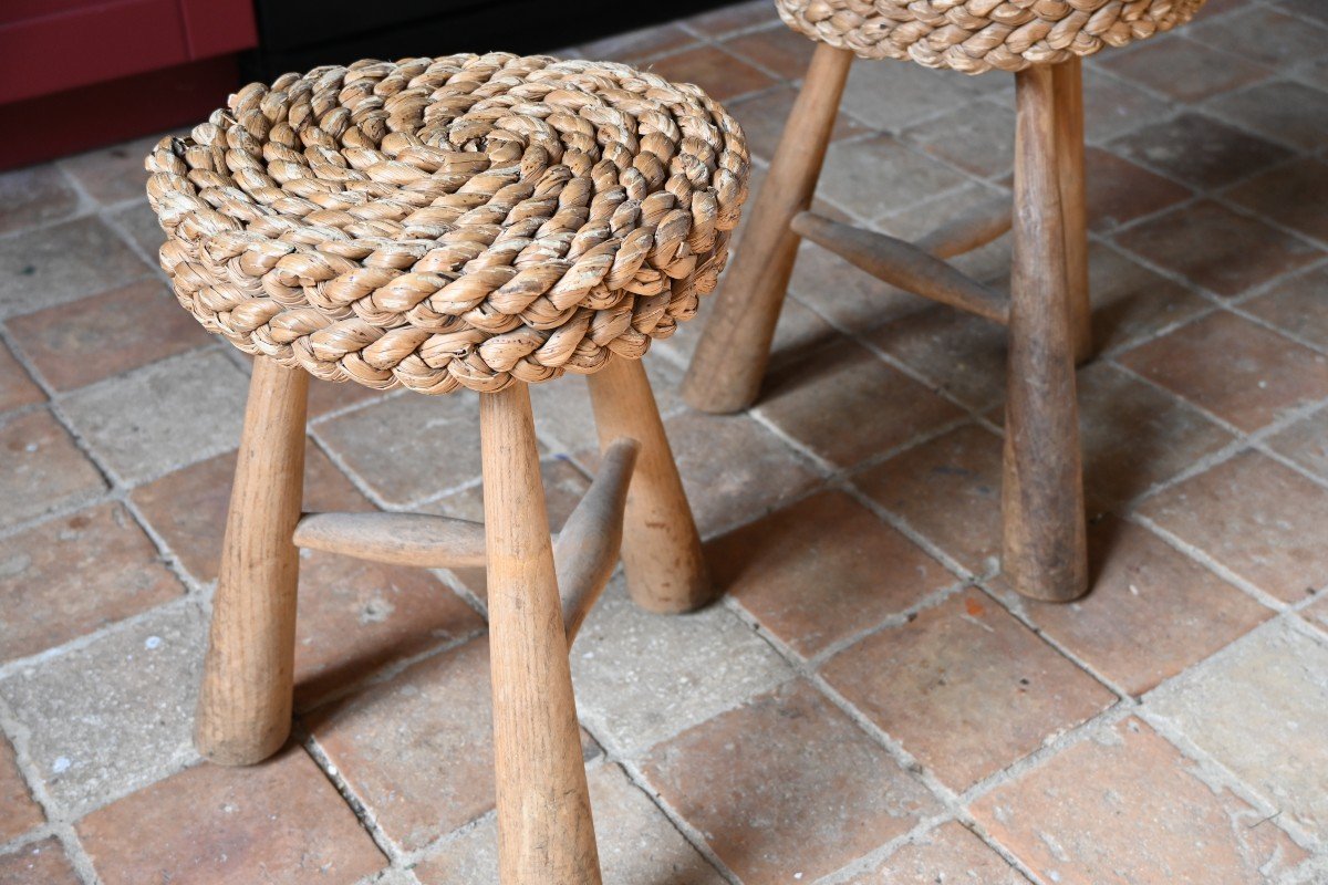 Pair Of Stools By Audoux Minet-photo-4