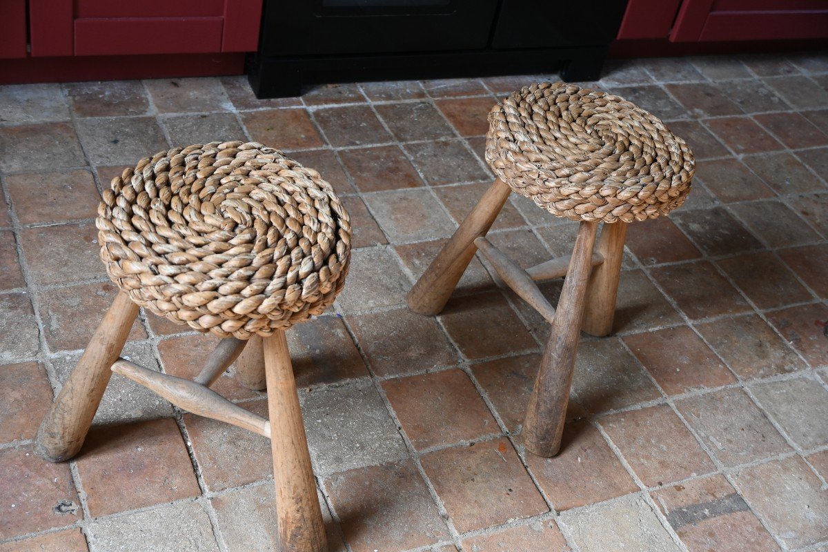 Pair Of Stools By Audoux Minet-photo-2