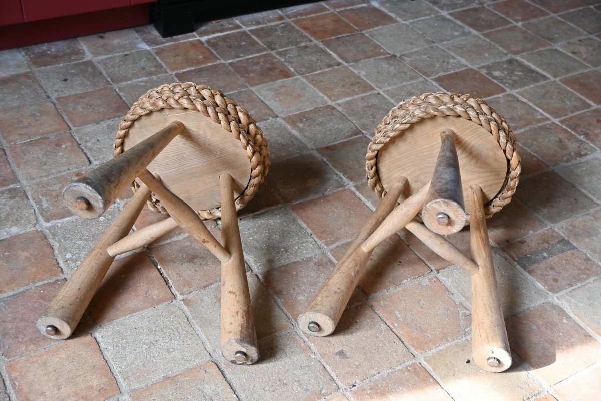 Pair Of Stools By Audoux Minet-photo-5