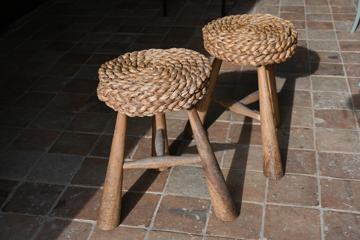 Pair Of Stools By Audoux Minet-photo-7