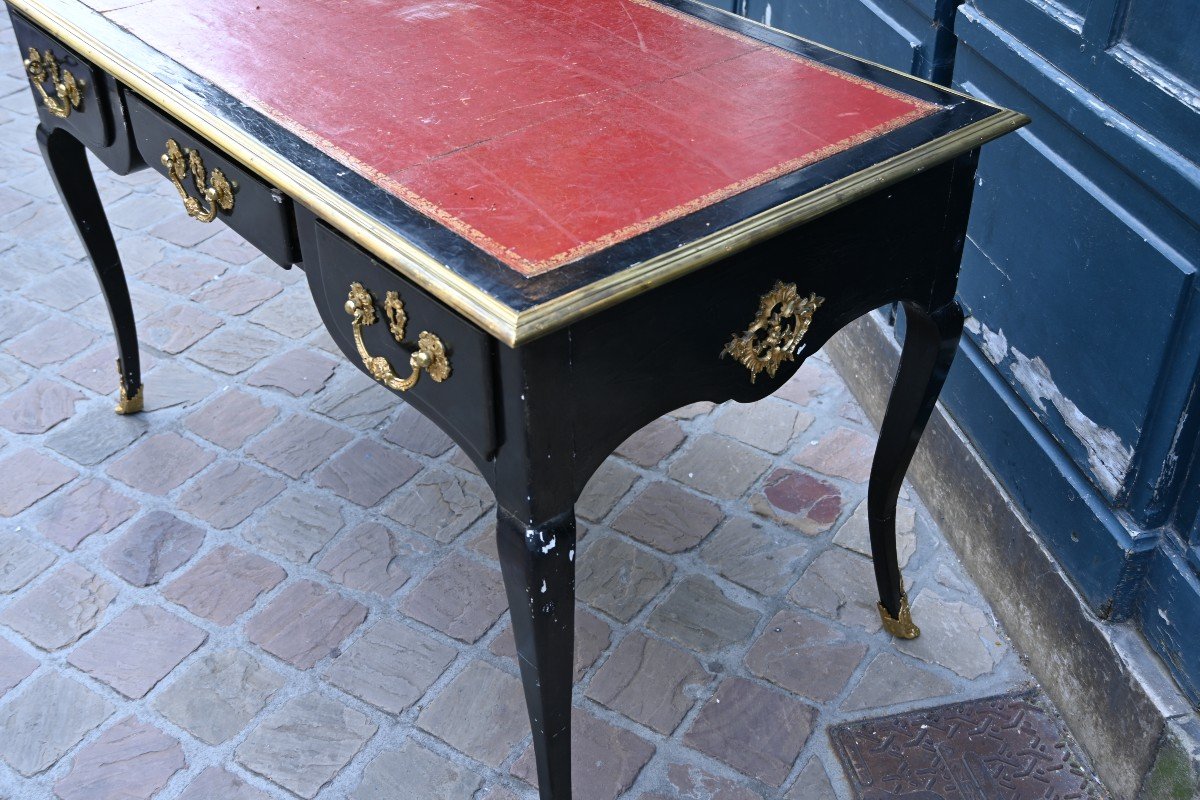 Regence Flat Desk In Blackened Wood From The 18th Century-photo-4