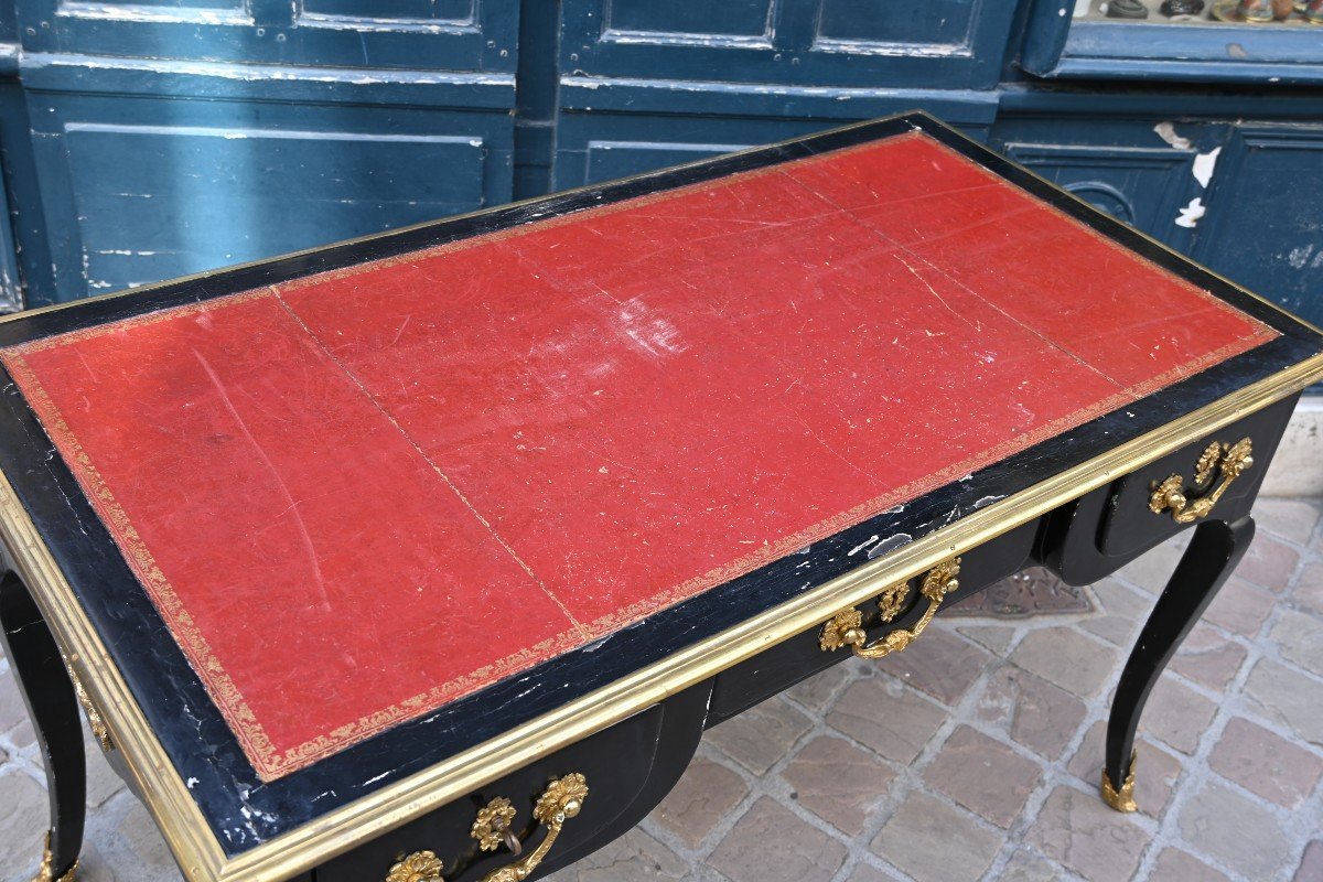 Regence Flat Desk In Blackened Wood From The 18th Century-photo-3