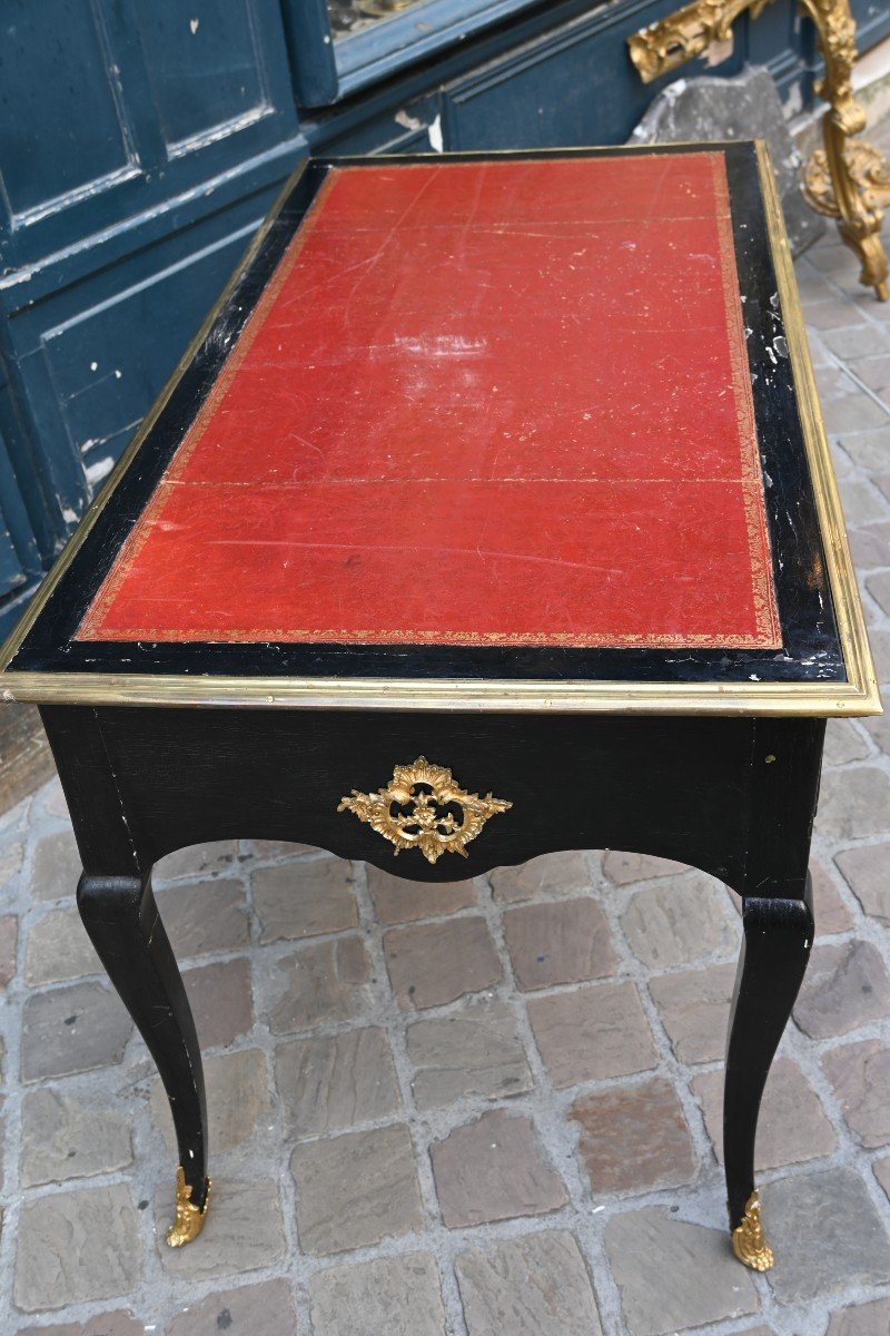 Regence Flat Desk In Blackened Wood From The 18th Century-photo-6