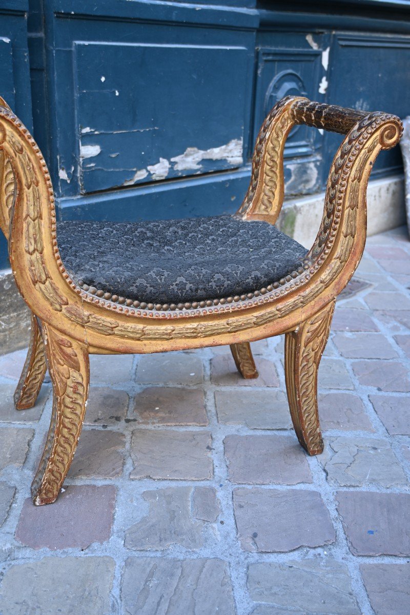 Curule Stool In Gilded Wood From The Directoire Period-photo-3