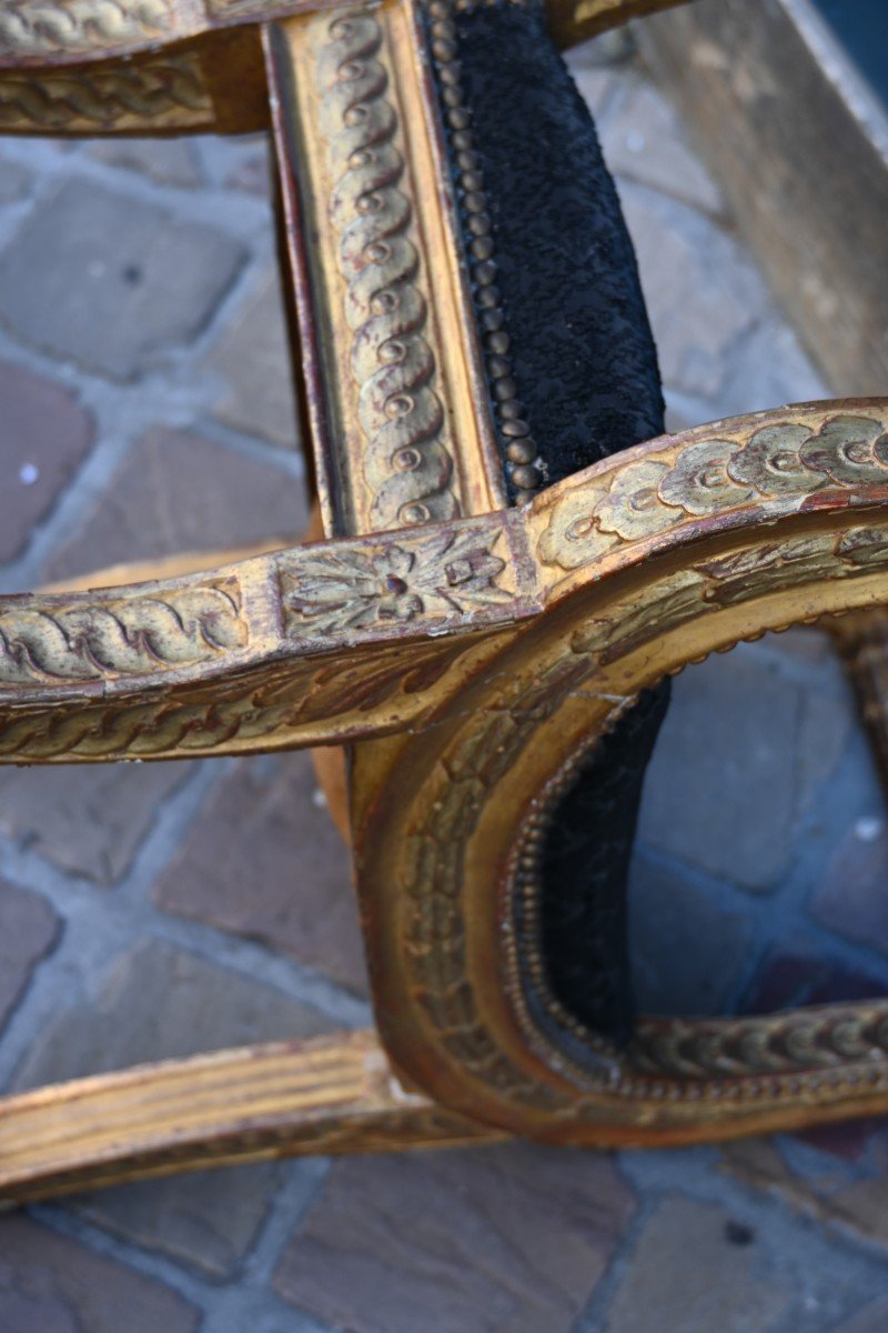 Curule Stool In Gilded Wood From The Directoire Period-photo-2