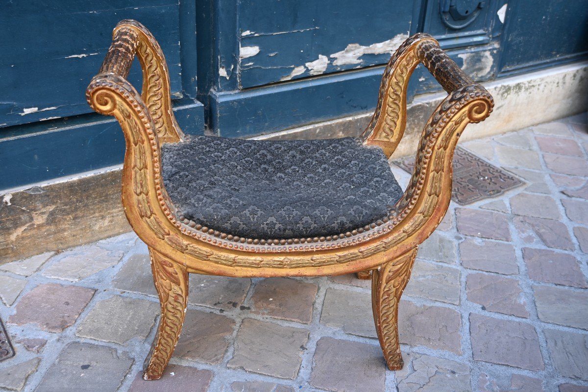 Curule Stool In Gilded Wood From The Directoire Period-photo-4