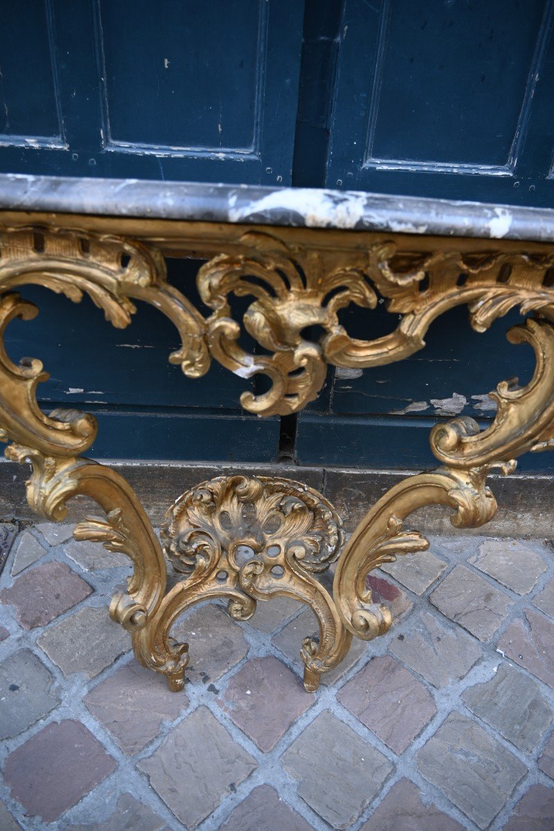 Louis XV Period Gilded Wood Wall Console From The 18th Century-photo-2