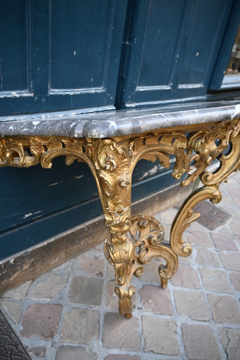 Louis XV Period Gilded Wood Wall Console From The 18th Century-photo-4