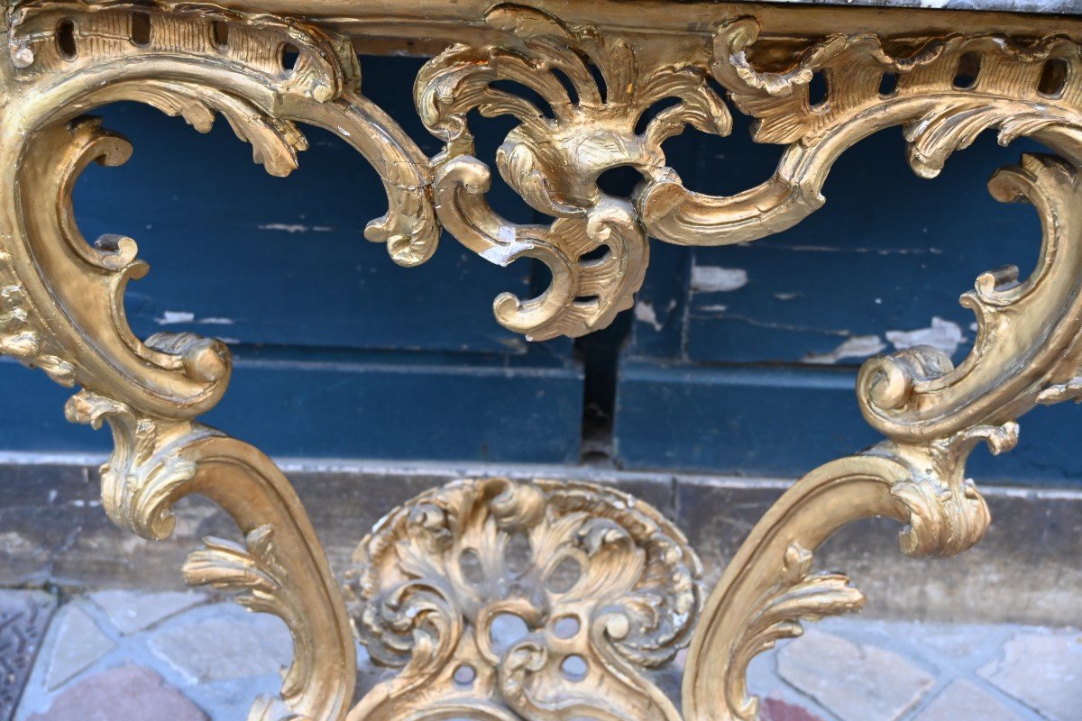 Louis XV Period Gilded Wood Wall Console From The 18th Century-photo-2