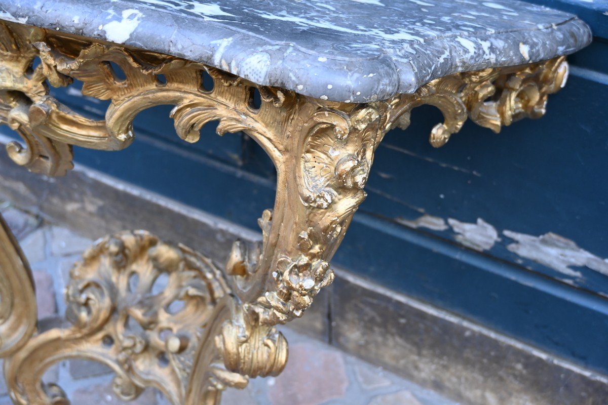 Louis XV Period Gilded Wood Wall Console From The 18th Century-photo-3