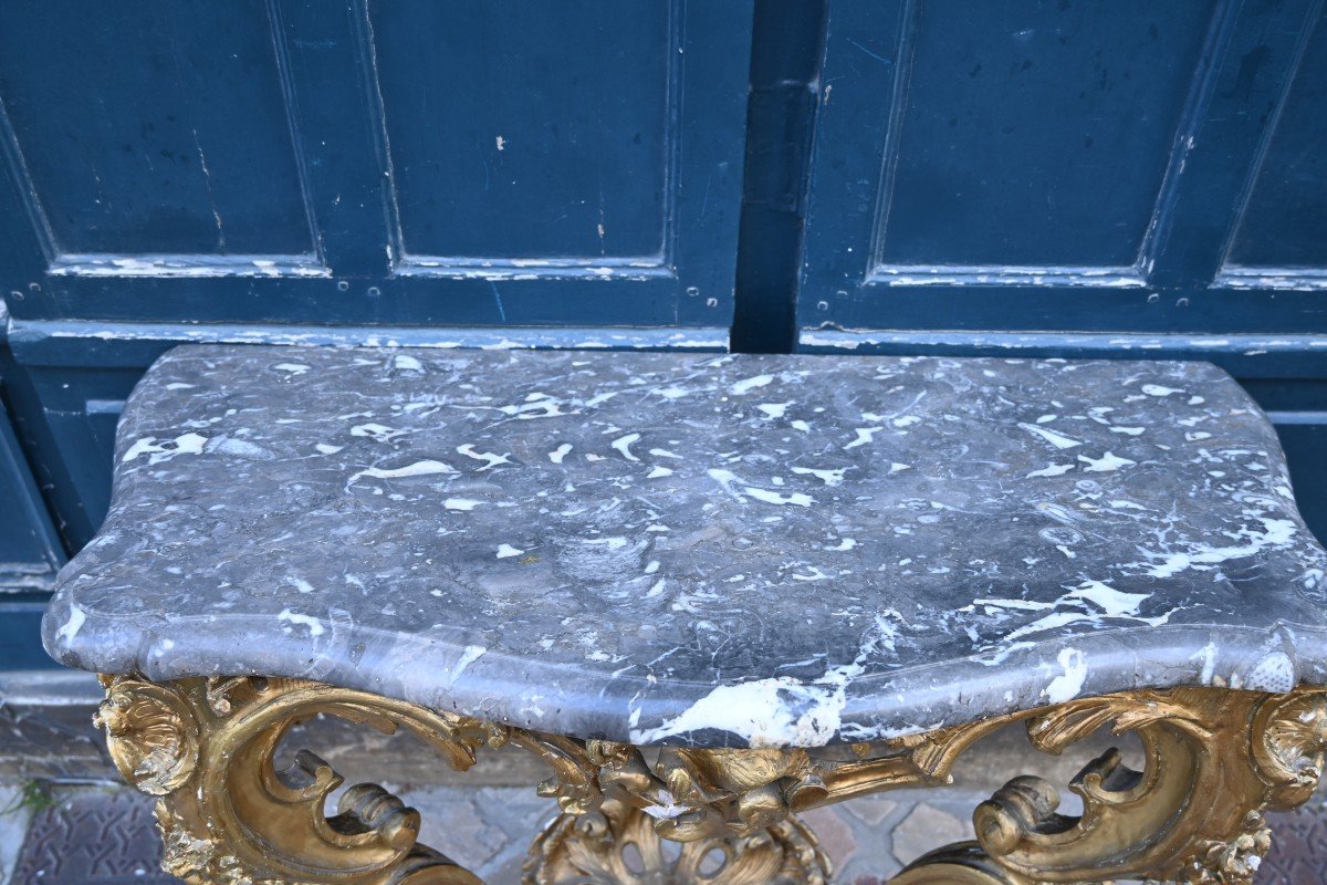 Louis XV Period Gilded Wood Wall Console From The 18th Century-photo-4