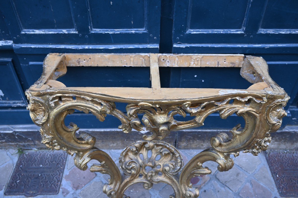 Louis XV Period Gilded Wood Wall Console From The 18th Century-photo-6