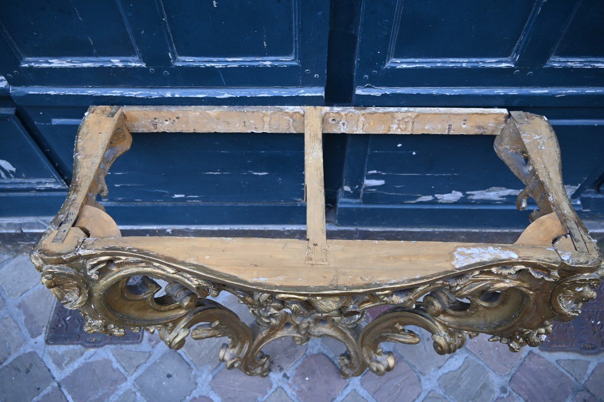 Louis XV Period Gilded Wood Wall Console From The 18th Century-photo-7