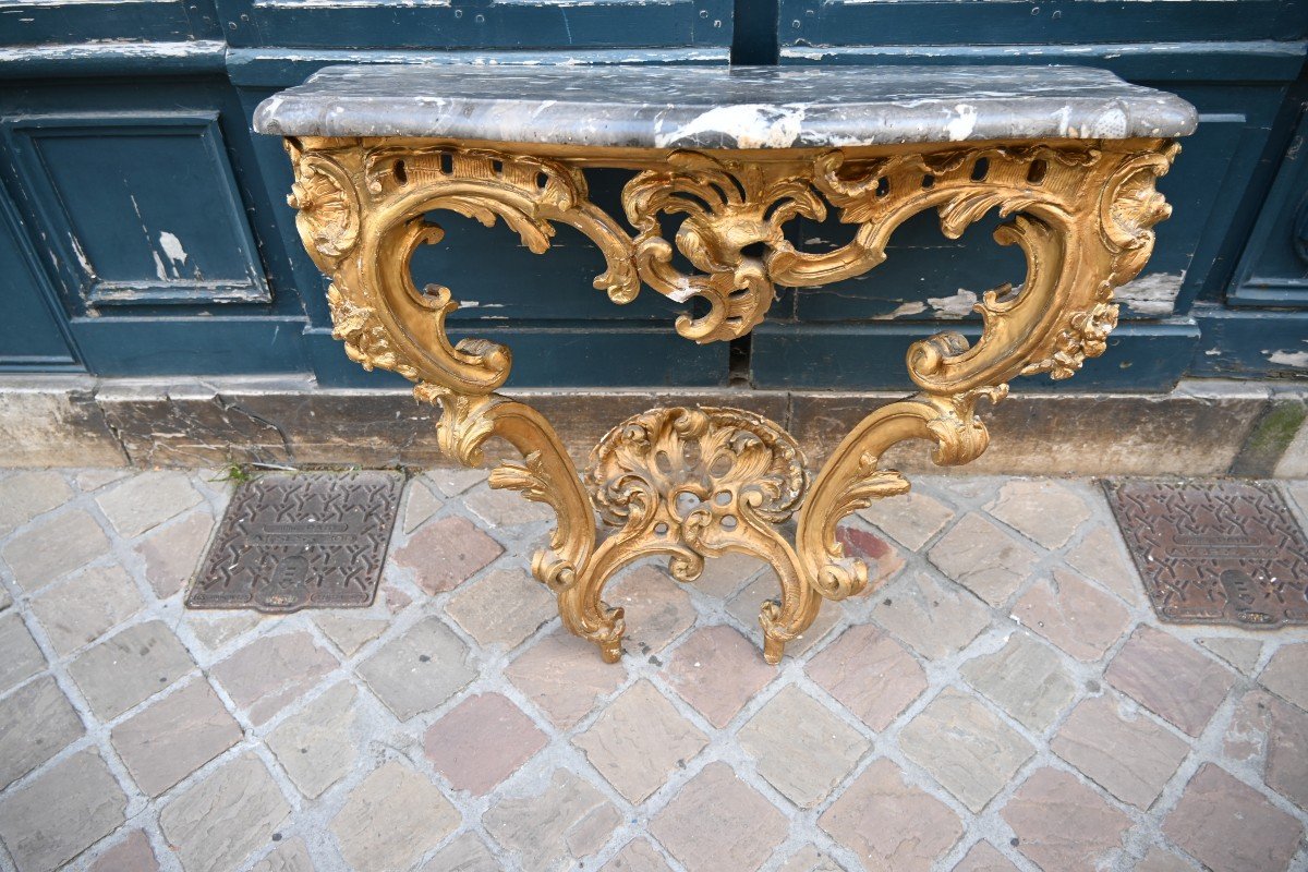 Louis XV Period Gilded Wood Wall Console From The 18th Century