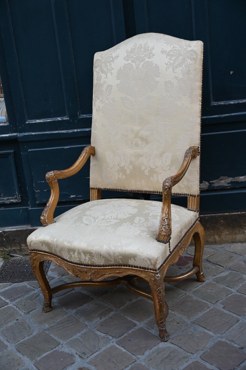 Large Regence Gilt Wood Flat Back Armchair