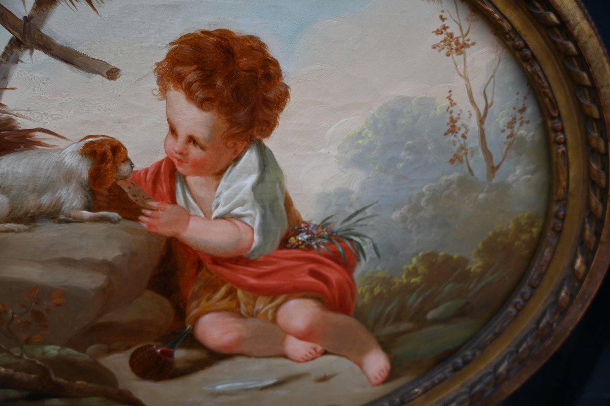 Huet Jean Baptiste Suiveur de  , enfant et son chiot-photo-6