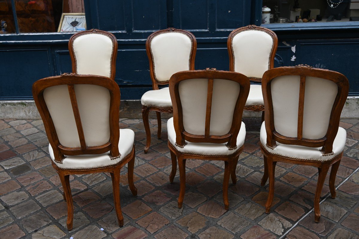 Set Of Six Louis XV Period Cabriolet Chairs From The 18th Century-photo-4