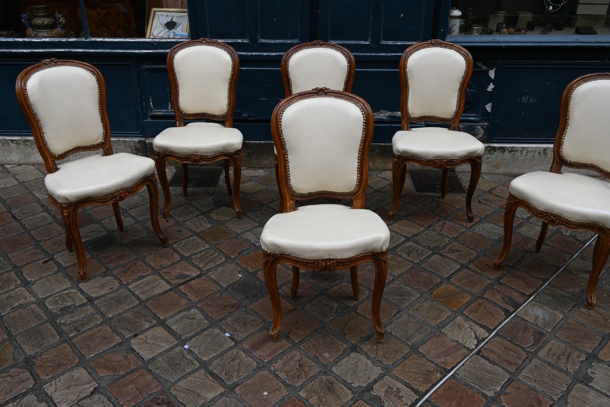 Set Of Six Louis XV Period Cabriolet Chairs From The 18th Century