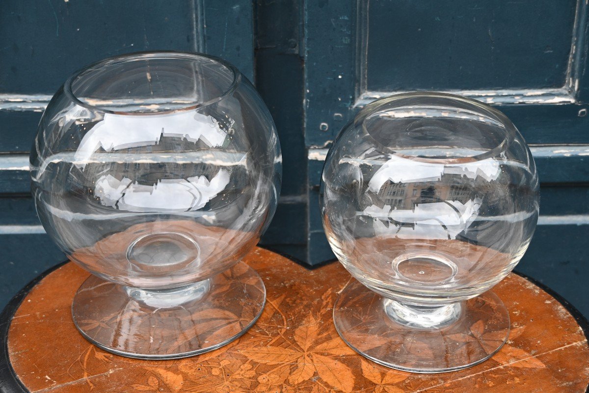 Deux Aquariums  globulaires en verre  Du XIX