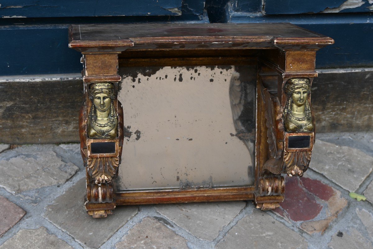 Shelf With Mirrored Bottom And Sphinxes, Empire Period, 19th Century-photo-1