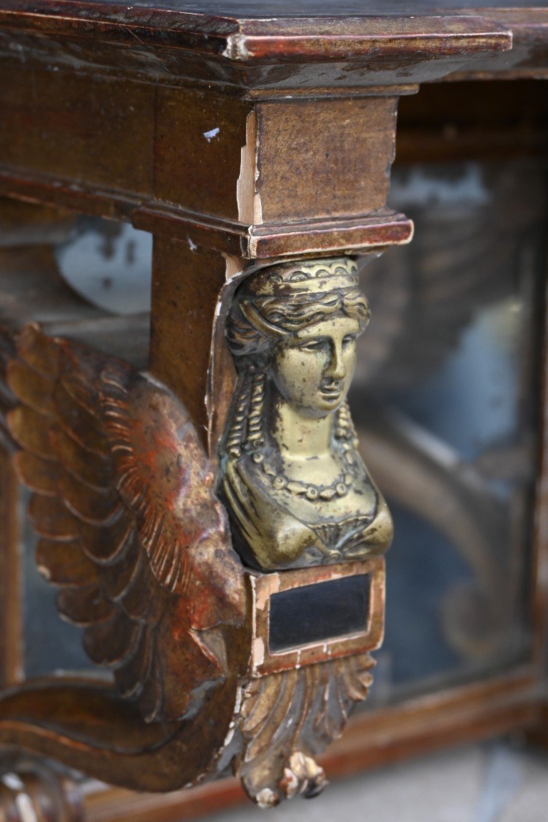 Shelf With Mirrored Bottom And Sphinxes, Empire Period, 19th Century-photo-4