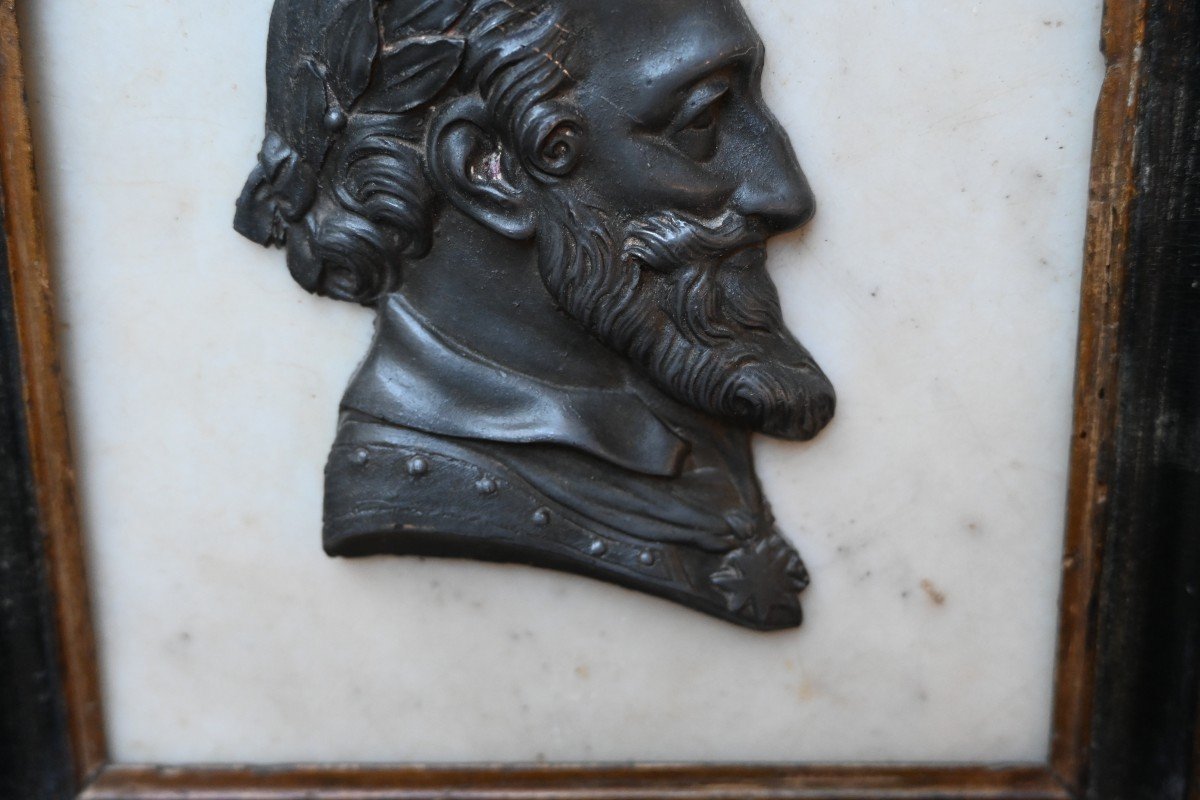 Plaque En Marbre Blanc Avec Profil D Henri Iv-photo-4