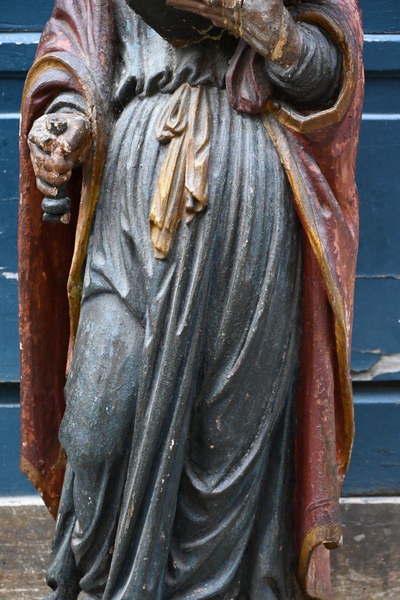 Beautiful Sculpture Of Saint Peter From The Early 18th Century-photo-3