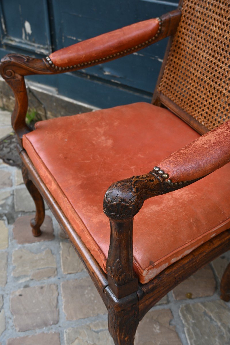 Rare Fauteuil Canné D époque Louis XIV-photo-4