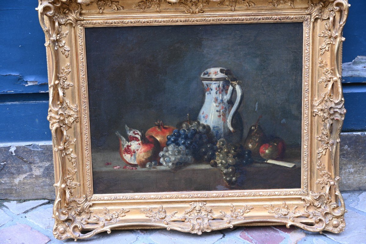 Jean Siméon Chardin D Après Nature Aux Fruits Et Porcelaine , Huile XIX-photo-3