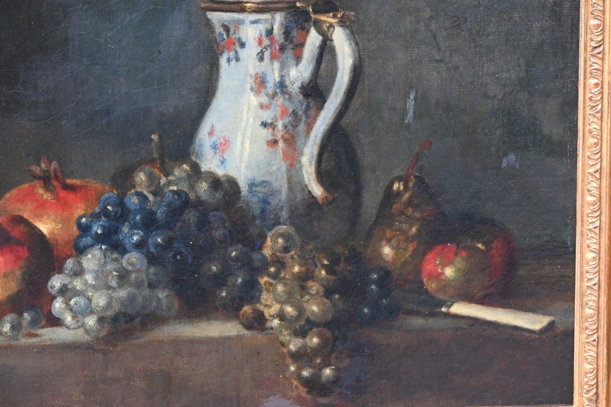 Jean Siméon Chardin D Après Nature Aux Fruits Et Porcelaine , Huile XIX-photo-2