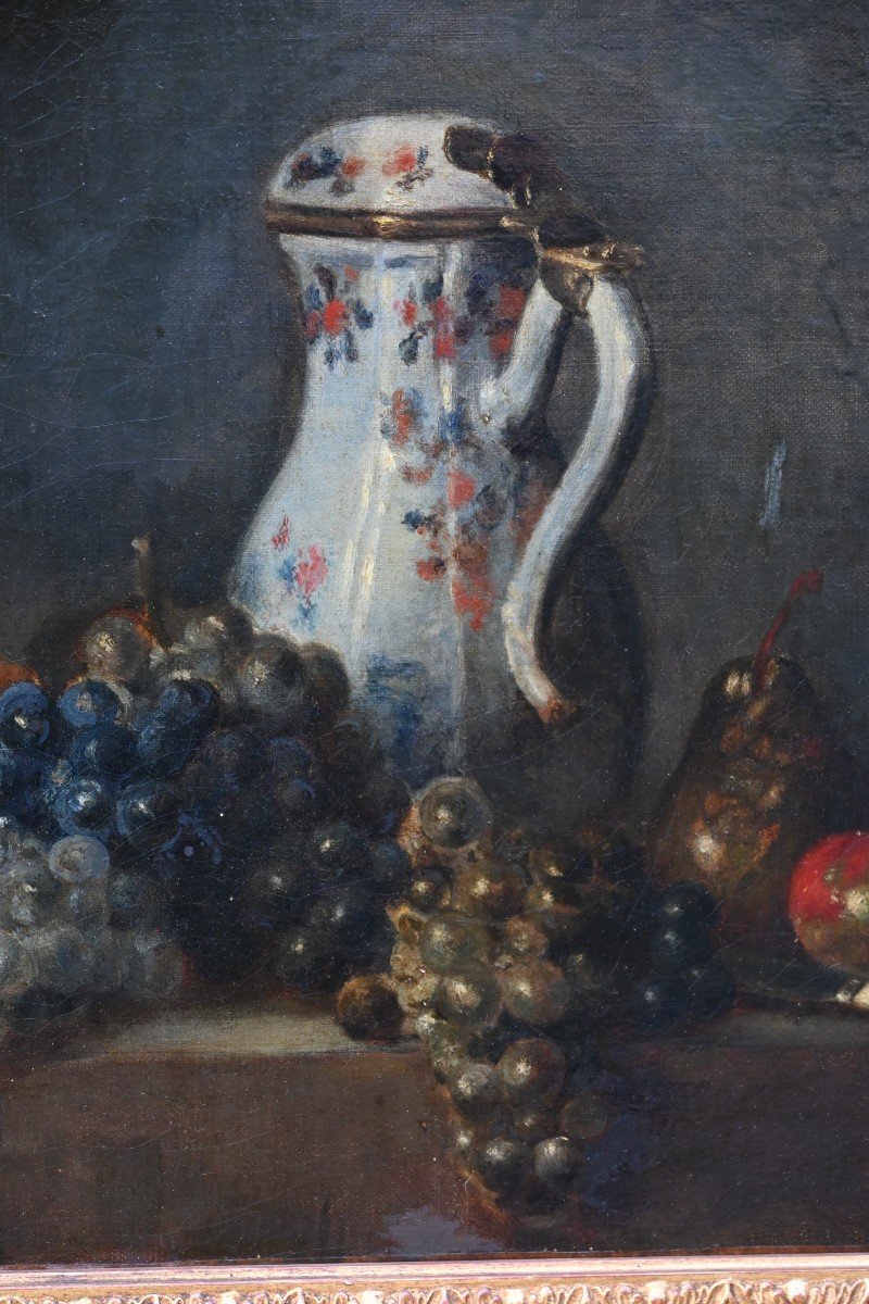 Jean Siméon Chardin D Après Nature Aux Fruits Et Porcelaine , Huile XIX-photo-3