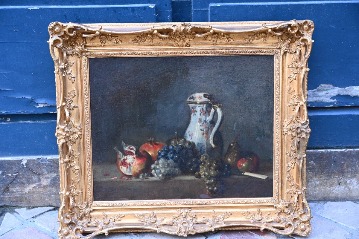 Jean Siméon Chardin D Après Nature Aux Fruits Et Porcelaine , Huile XIX-photo-6