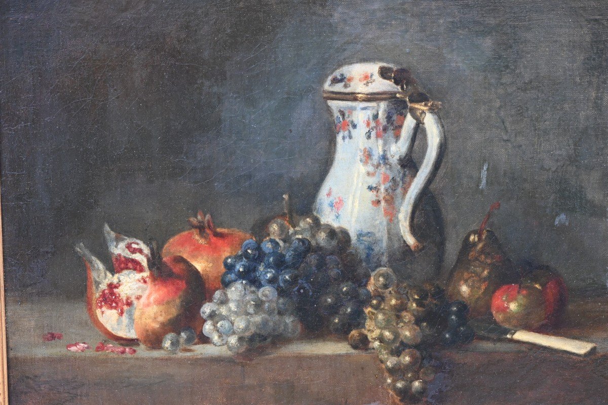 Jean Siméon Chardin D Après Nature Aux Fruits Et Porcelaine , Huile XIX