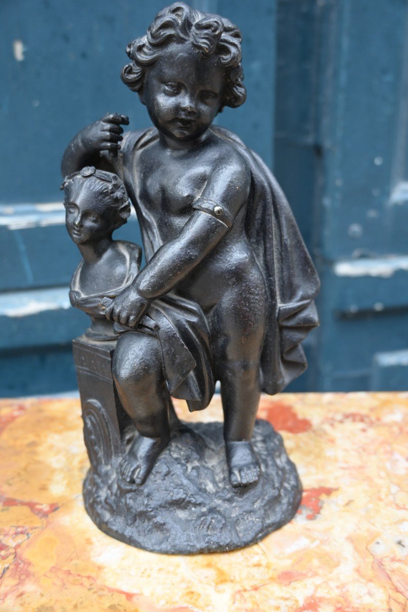 Petit Bronze Allégorie De La Sculpture XVIII