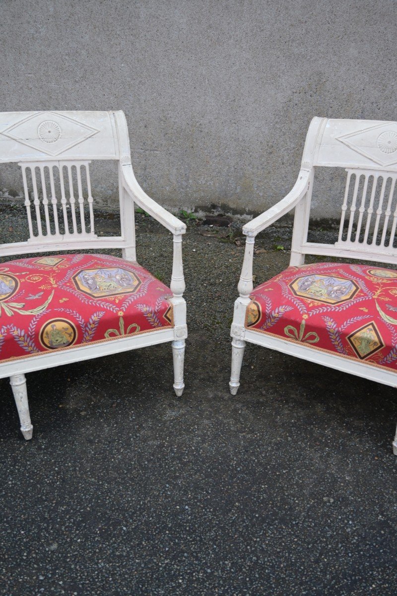 Pair Of Directoire Period Sofas In Lacquered Wood-photo-3