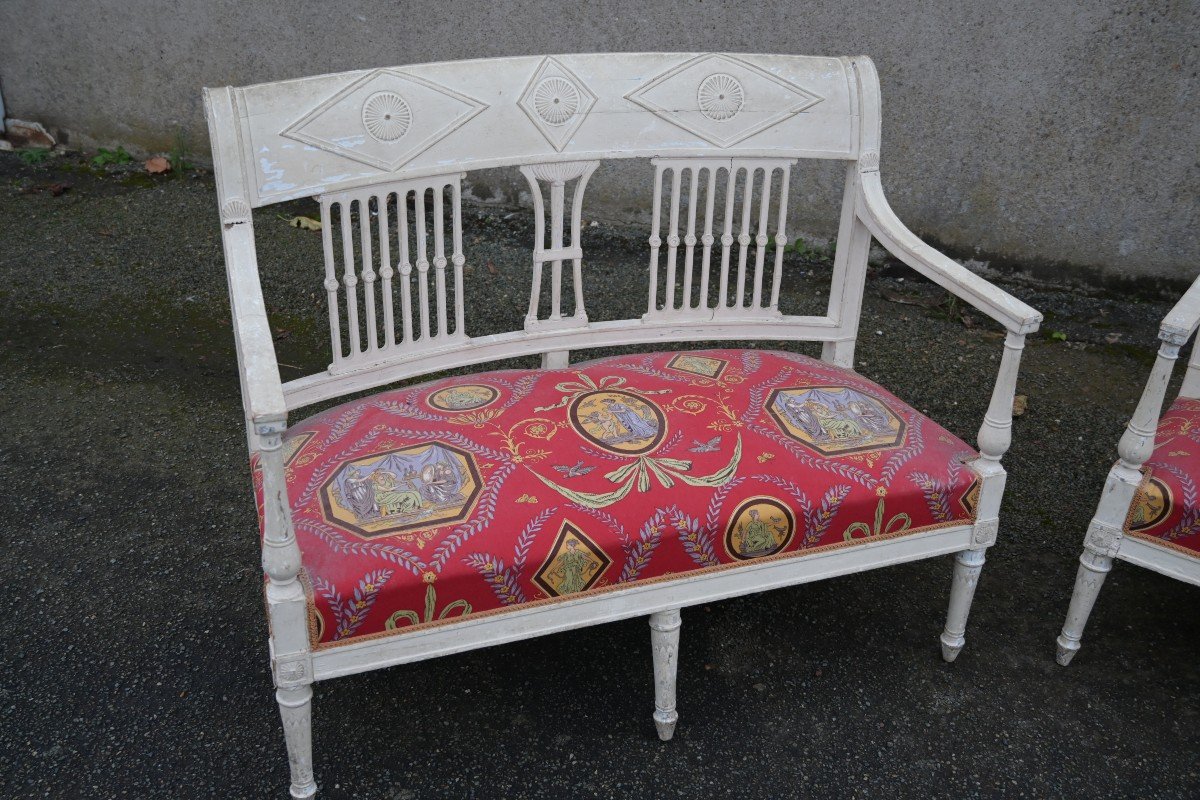 Pair Of Directoire Period Sofas In Lacquered Wood-photo-4