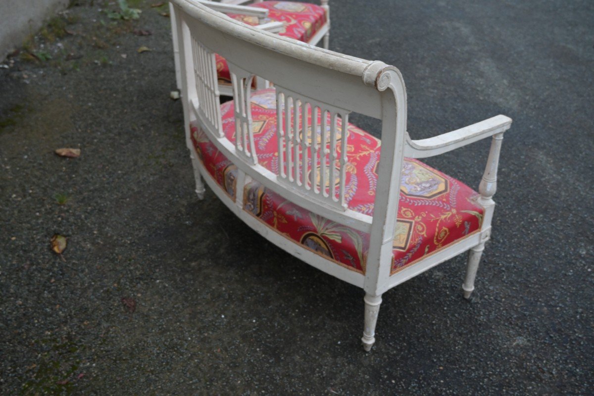 Pair Of Directoire Period Sofas In Lacquered Wood-photo-2