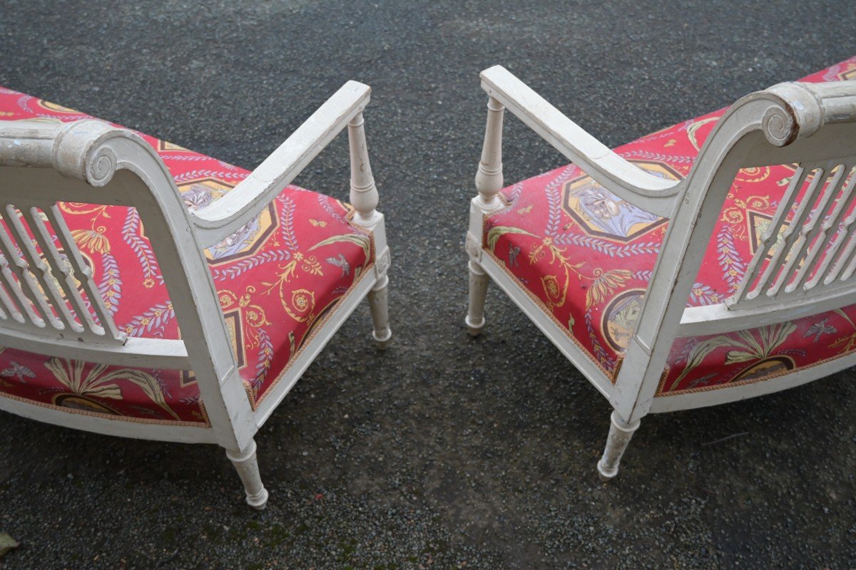 Pair Of Directoire Period Sofas In Lacquered Wood-photo-5