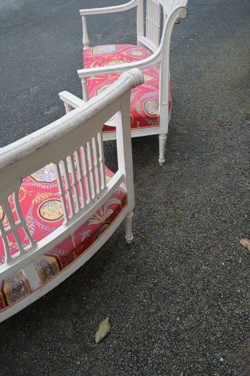 Pair Of Directoire Period Sofas In Lacquered Wood-photo-6