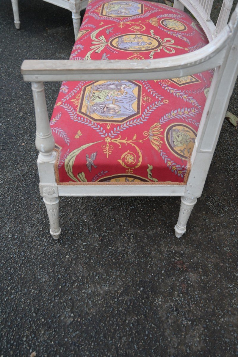 Pair Of Directoire Period Sofas In Lacquered Wood-photo-8