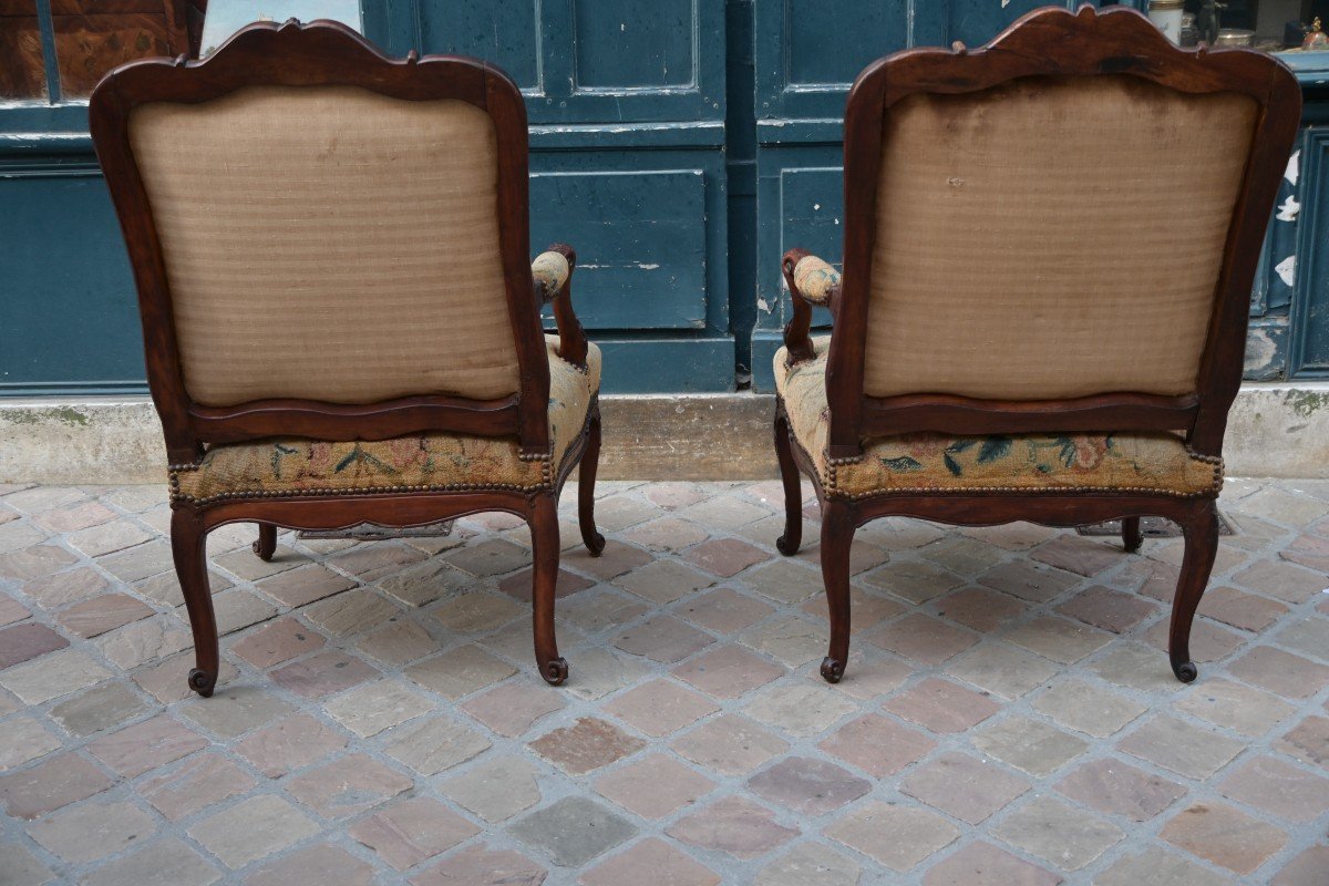 Paire De Larges Fauteuils à La Reine D époque Regence  XVIII-photo-6