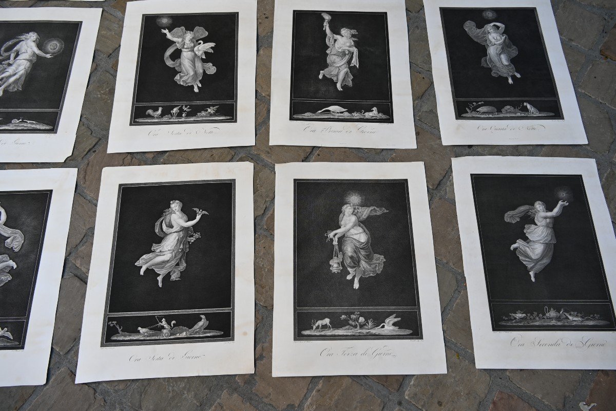 Suite Of 12 Engravings After Raphael: The Hours Of Day And Night XIX-photo-2