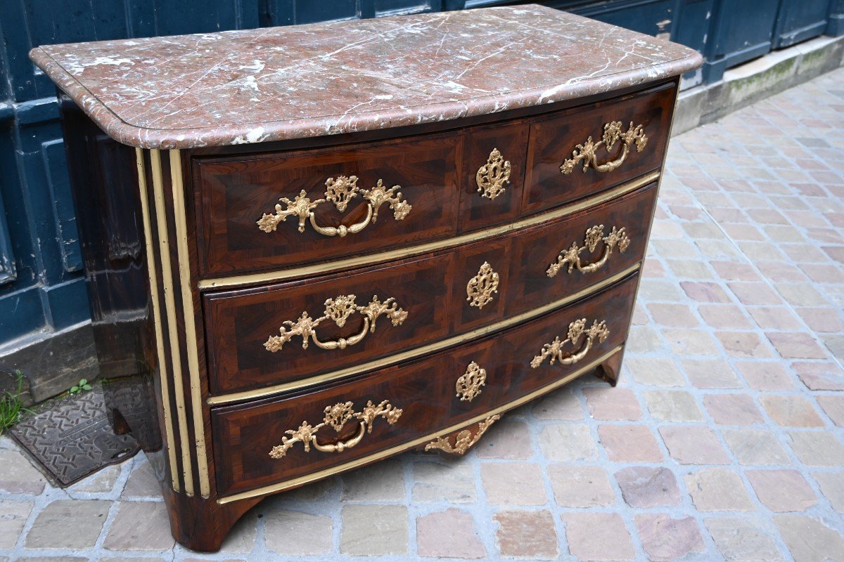 Commode De Forme Arquée D époque  Louis XIV , En Palissandre-photo-2