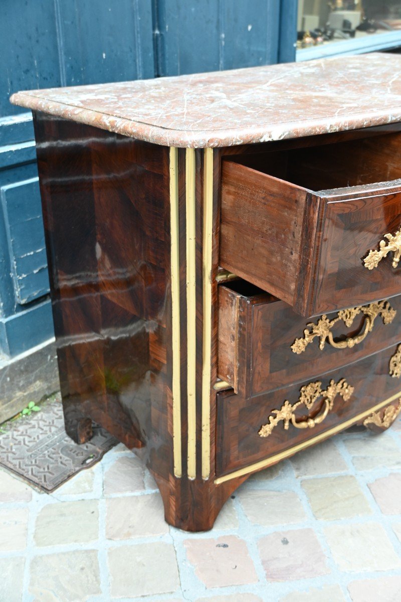 Commode De Forme Arquée D époque  Louis XIV , En Palissandre-photo-5