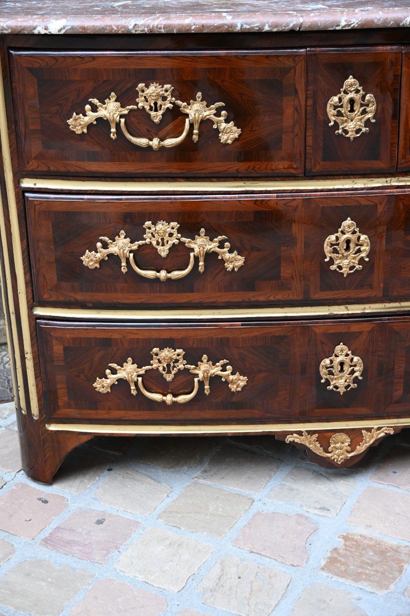 Commode De Forme Arquée D époque  Louis XIV , En Palissandre-photo-8