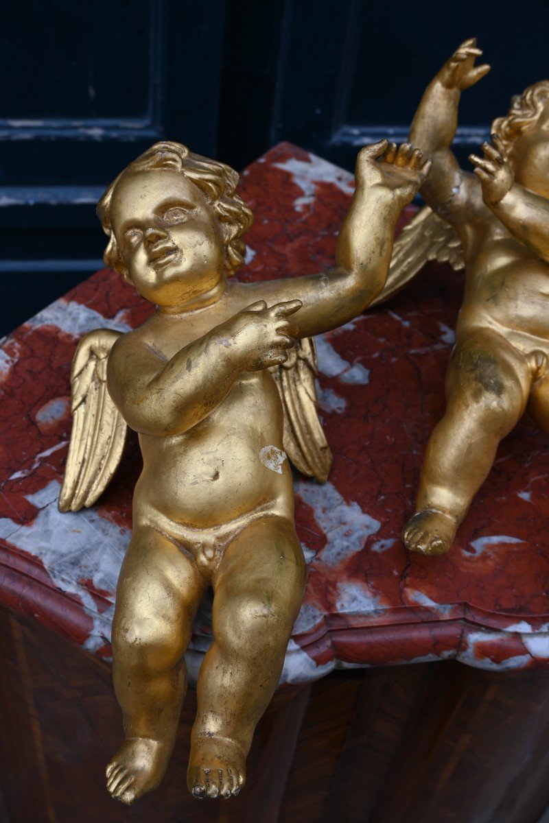 Pair Of Angels In Gilded Wood Italy XVIII-photo-4