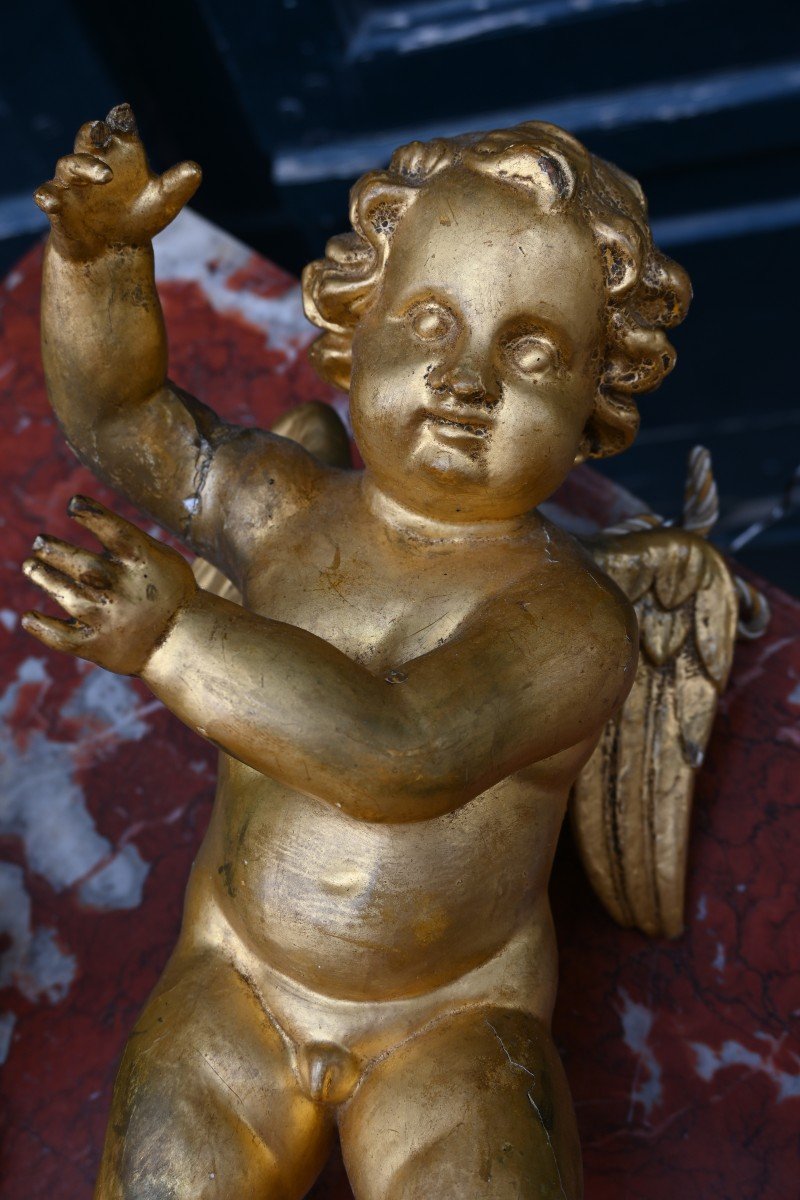 Pair Of Angels In Gilded Wood Italy XVIII-photo-2